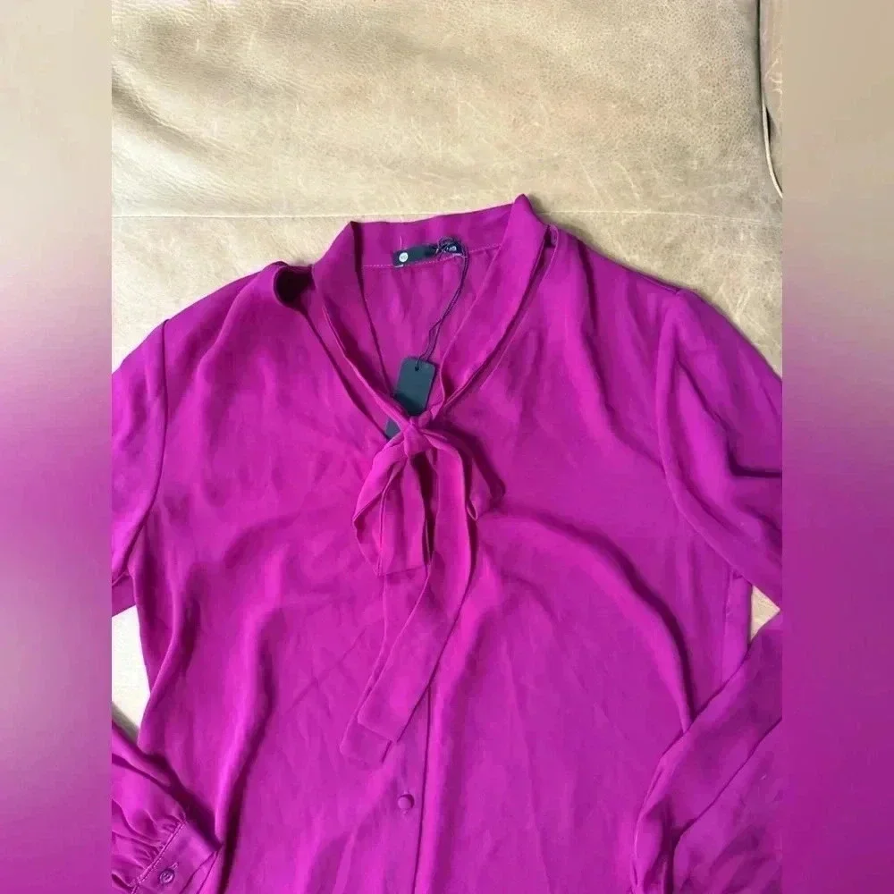 NWT REVOLVE Krisa Pink Tie Front Blouse Women’s Size XS 100% Polyester